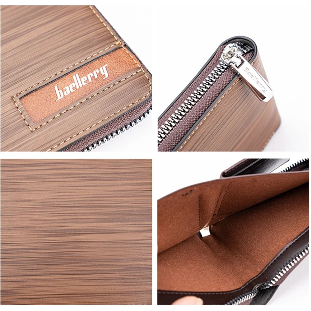 BAELLERRY D5109 PU Leather Zippered Wallet for Men RFID Blocking Card Slot Coin Purse Clutch Bag - Coffee - 4