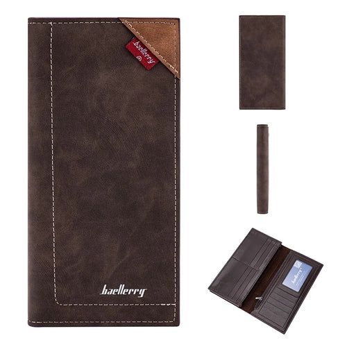 BAELLERRY C3022 Men's PU Leather Long Wallet Cell Phone Storage Pouch Card Carrying Bag Clutch Purse - Coffee - 1