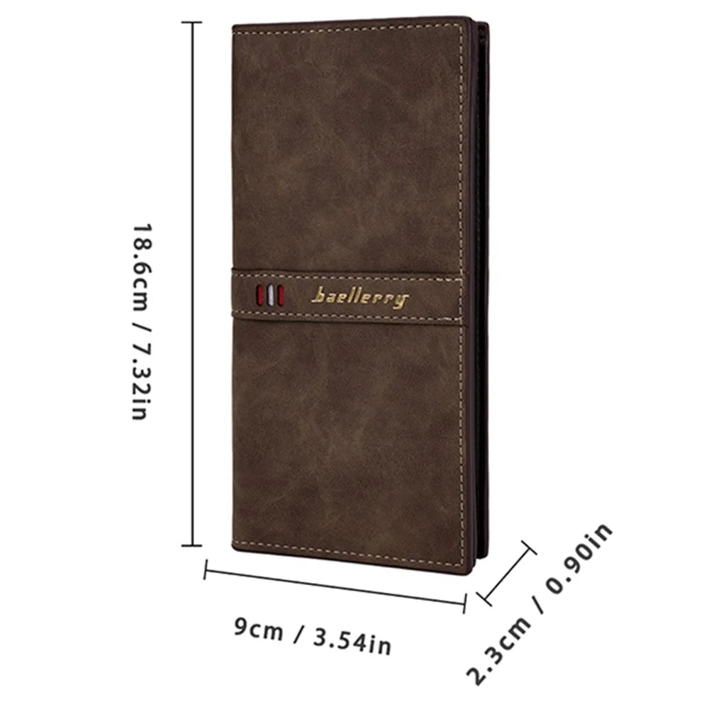 BAELLERRY C3023 PU Leather Long Wallet Men's Phone Storage Bag Card Holder Zipper Billfold Purse - Brown - 7