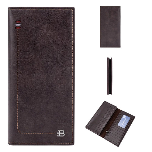 BAELLERRY C3024 Ultra-thin Long Wallet for Men, PU Leather Phone Storage Bag Card Holder Billfold Purse - Coffee - 1