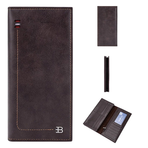 BAELLERRY C3024 Ultra-thin Long Wallet for Men, PU Leather Phone Storage Bag Card Holder Billfold Purse - Coffee - 1