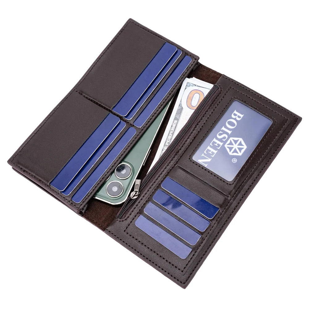 BAELLERRY C3024 Ultra-thin Long Wallet for Men, PU Leather Phone Storage Bag Card Holder Billfold Purse - Coffee - 2
