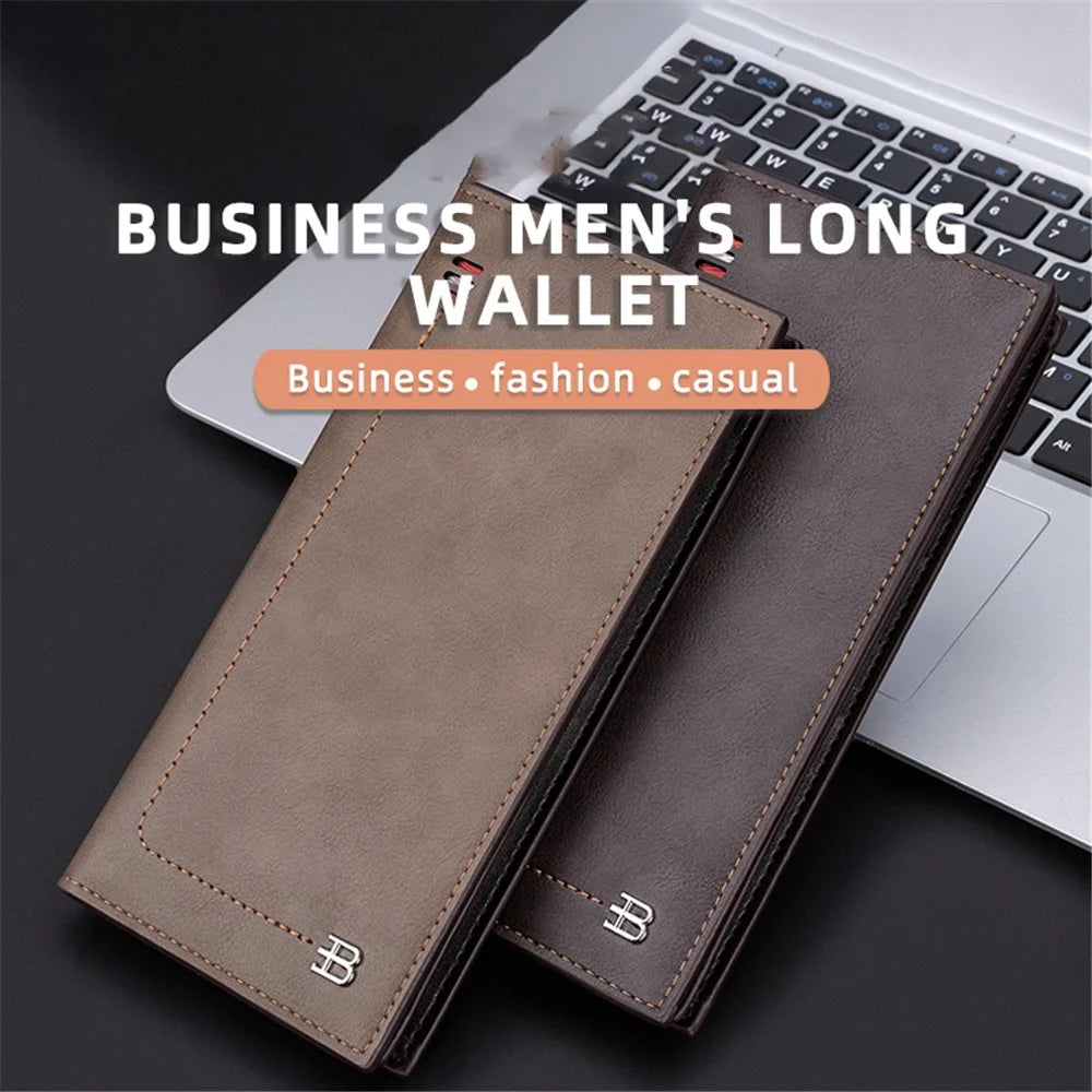 BAELLERRY C3024 Ultra-thin Long Wallet for Men, PU Leather Phone Storage Bag Card Holder Billfold Purse - Coffee - 4