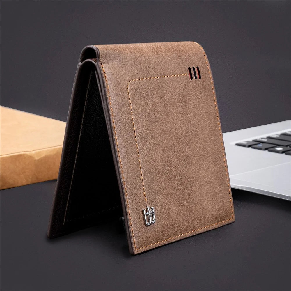 BAELLERRY D3034 Men's Retro RFID Blocking Wallet Card Holder Coin Purse Bag PU Leather Billfold - Brown - 7