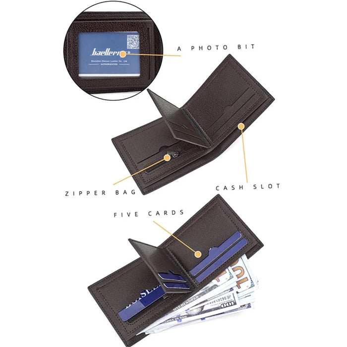 BAELLERRY D3035 Multiple Card Slots Men's RFID Blocking Wallet PU Leather Billfold Coin Purse - Brown - 4