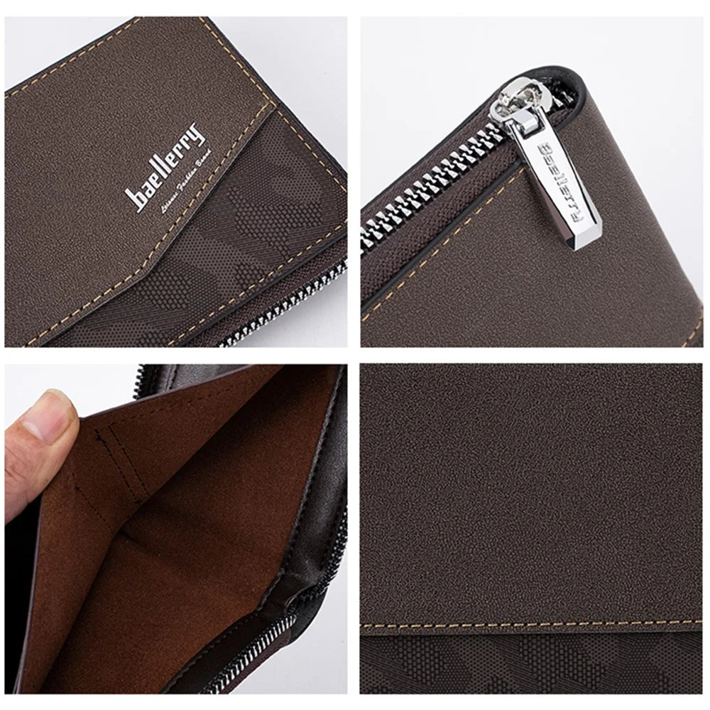 BAELLERRY D5106 Men's Retro RFID Blocking Wallet Card Holder Coin Purse Bag Zipper PU Leather Billfold - Light Brown - 4