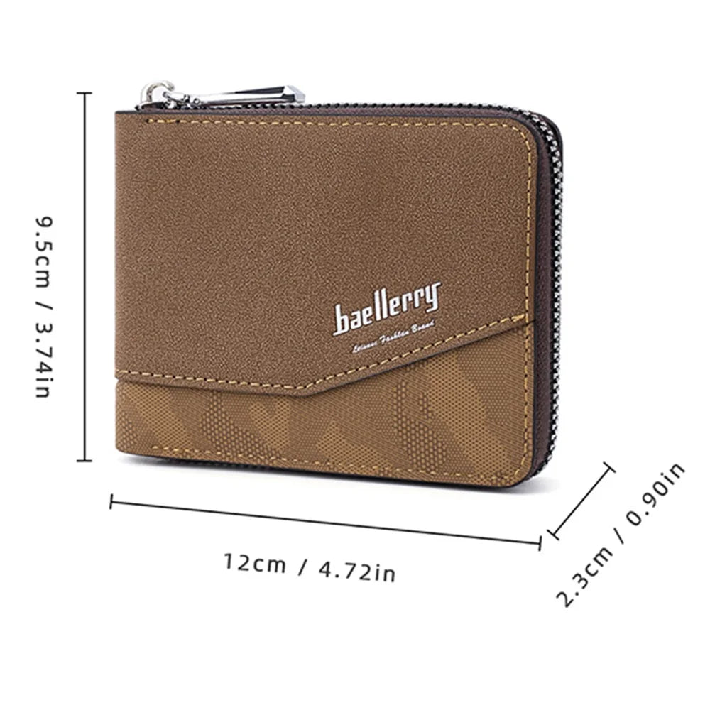 BAELLERRY D5106 Men's Retro RFID Blocking Wallet Card Holder Coin Purse Bag Zipper PU Leather Billfold - Light Brown - 6