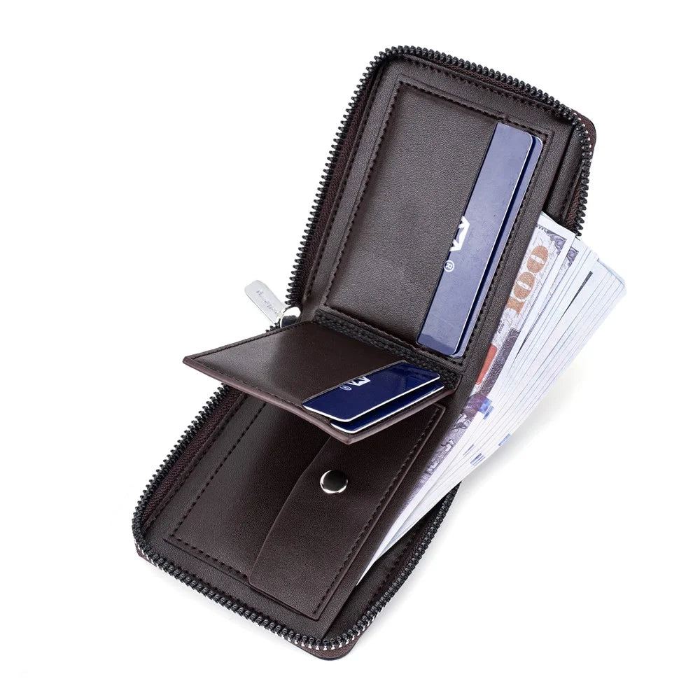 BAELLERRY D5105 Men's RFID Blocking Wallet Zipper PU Leather Card Holder Coin Purse Bag Billfold - Light Brown - 2