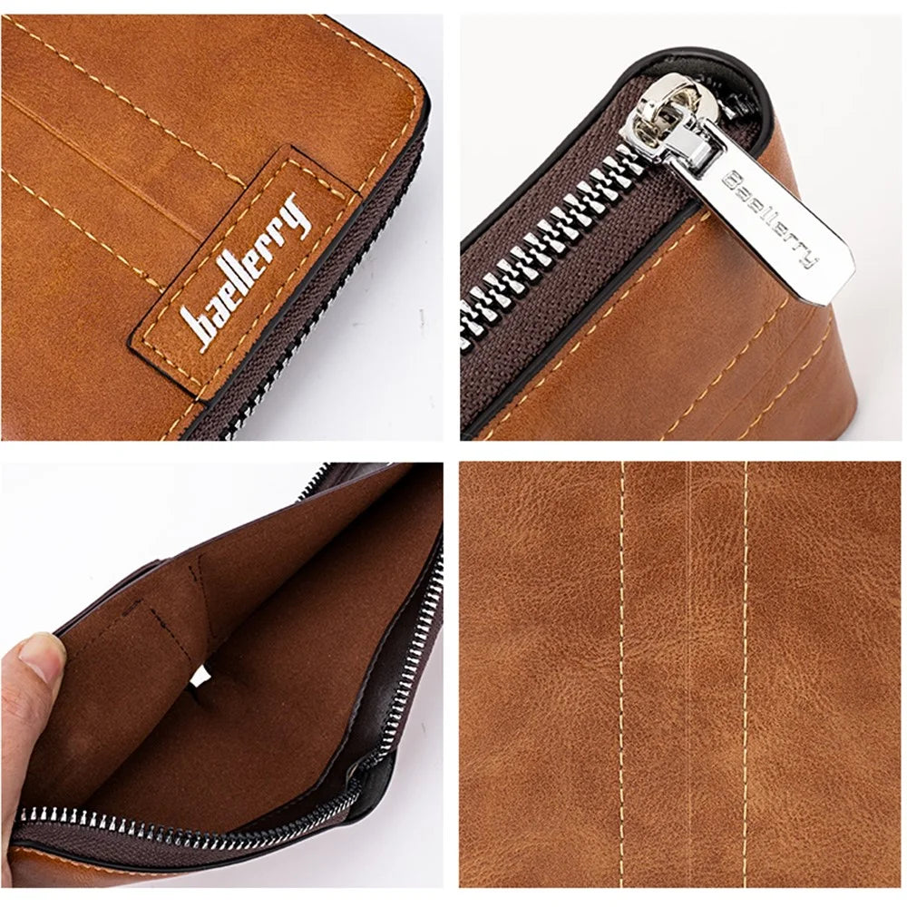BAELLERRY D5105 Men's RFID Blocking Wallet Zipper PU Leather Card Holder Coin Purse Bag Billfold - Light Brown - 4