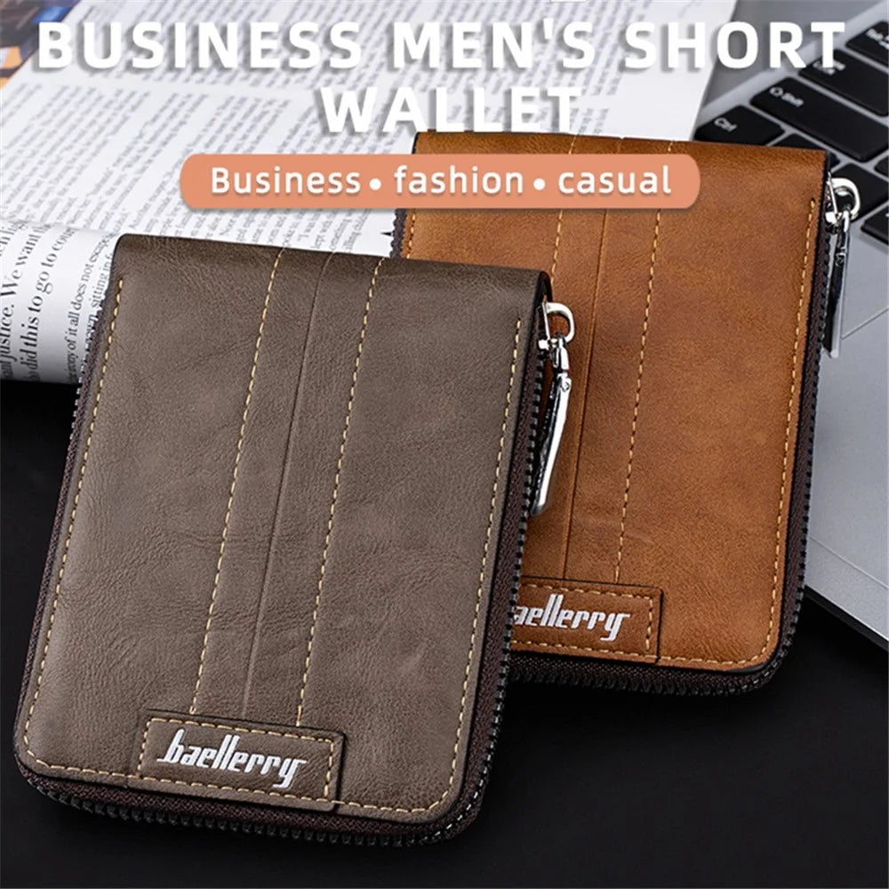 BAELLERRY D5105 Men's RFID Blocking Wallet Zipper PU Leather Card Holder Coin Purse Bag Billfold - Light Brown - 5