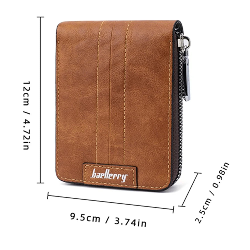 BAELLERRY D5105 Men's RFID Blocking Wallet Zipper PU Leather Card Holder Coin Purse Bag Billfold - Light Brown - 7