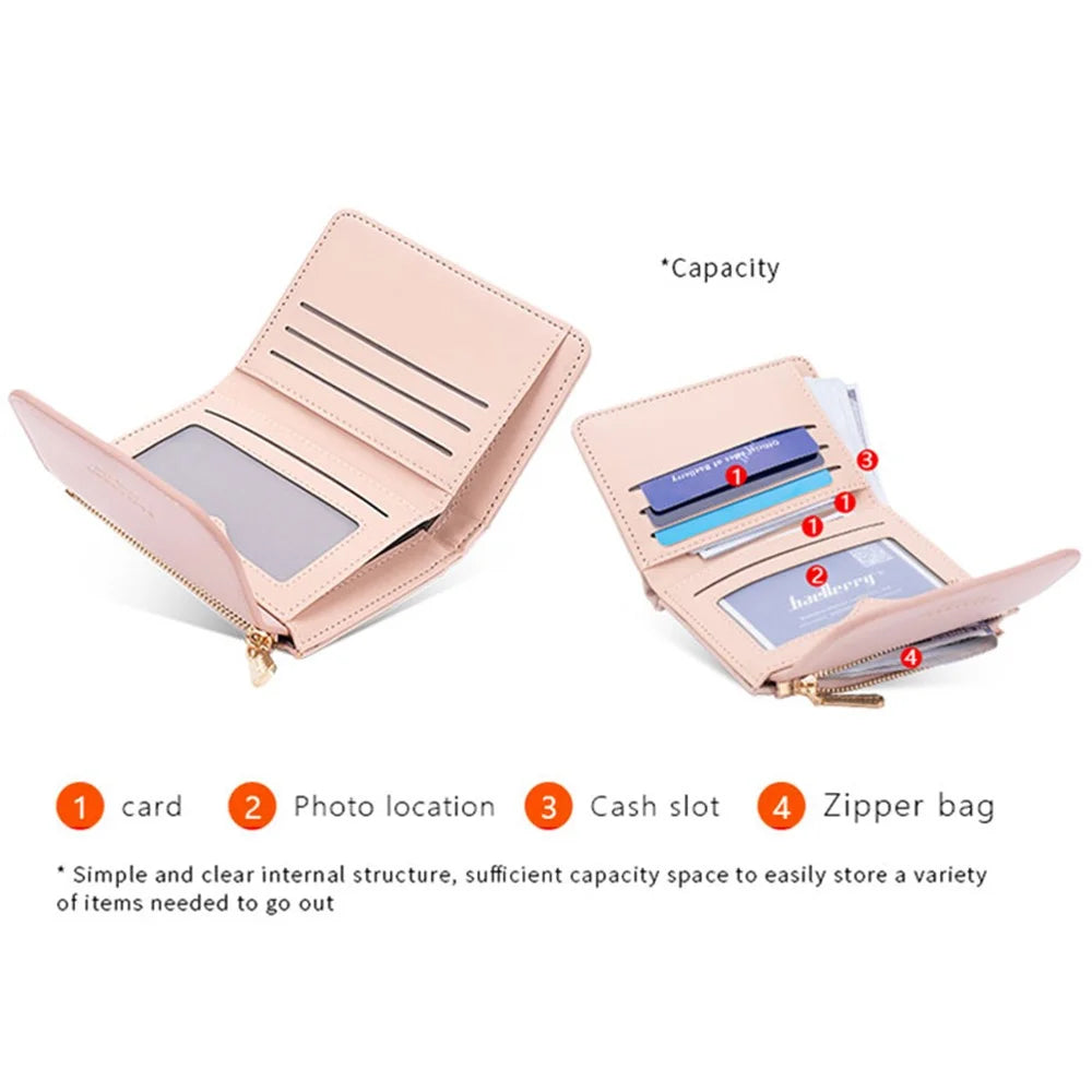 BAELLERRY N2404 Teen Girls Wallet PU Leather Card Storage Holder Pouch for Women - Pink - 3