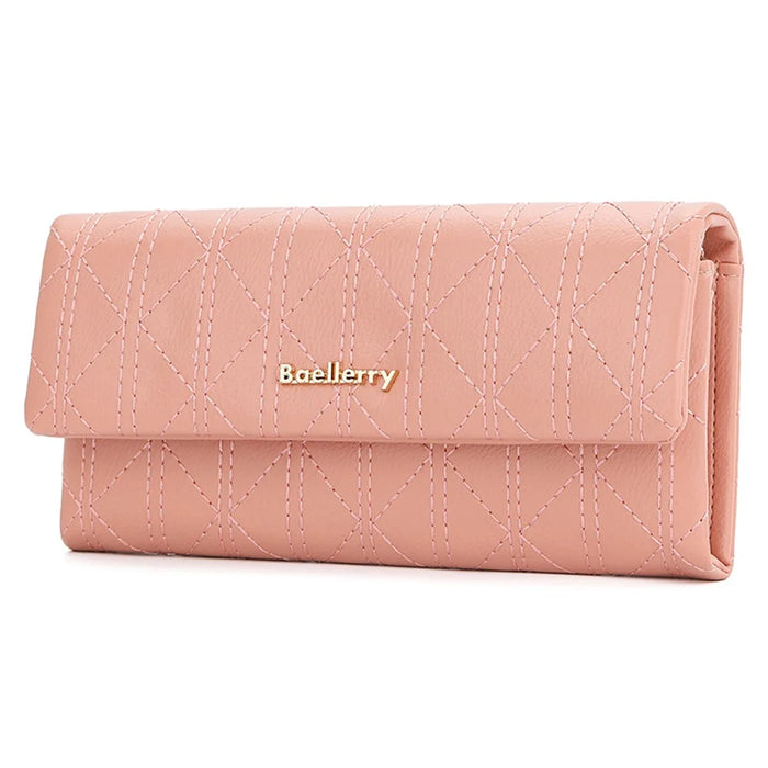 BAELLERRY N8918 Women's Clutch Bag PU Leather Wristlet Wallet Card Carrying Purse Keys Phone Organizer - Pink - 1