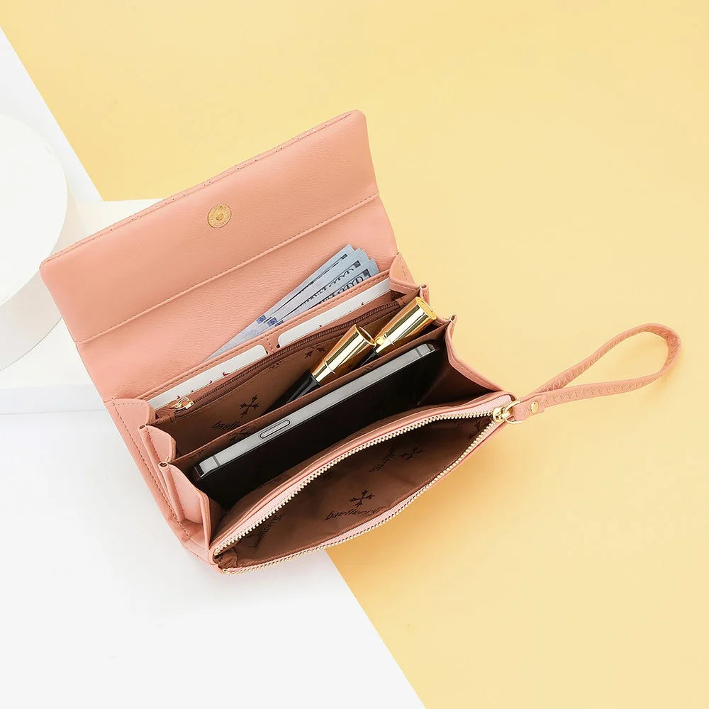 BAELLERRY N8918 Women's Clutch Bag PU Leather Wristlet Wallet Card Carrying Purse Keys Phone Organizer - Pink - 3