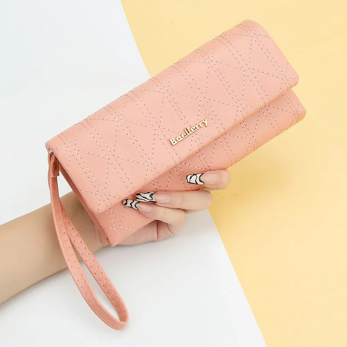 BAELLERRY N8918 Women's Clutch Bag PU Leather Wristlet Wallet Card Carrying Purse Keys Phone Organizer - Pink - 4