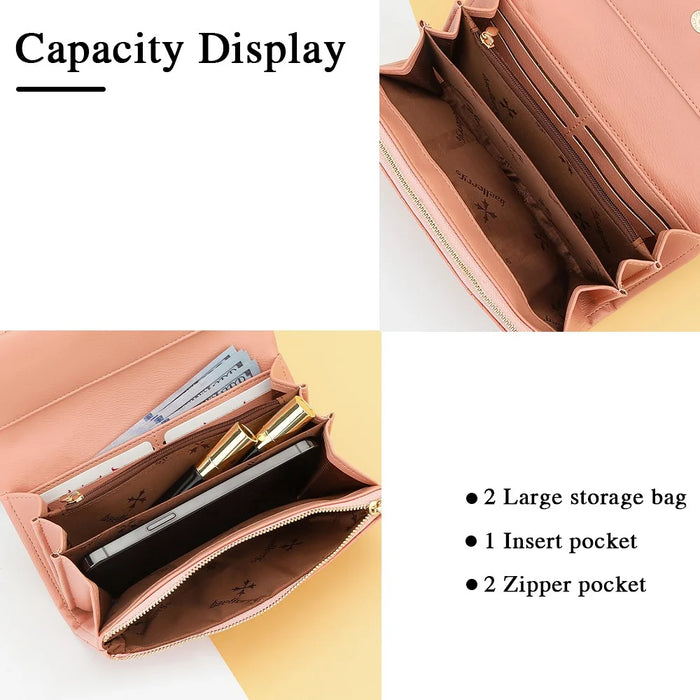 BAELLERRY N8918 Women's Clutch Bag PU Leather Wristlet Wallet Card Carrying Purse Keys Phone Organizer - Pink - 5