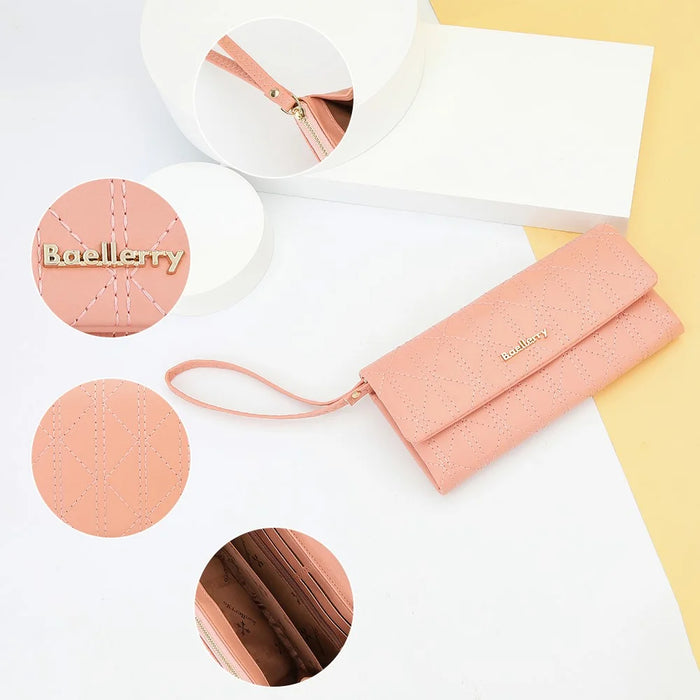 BAELLERRY N8918 Women's Clutch Bag PU Leather Wristlet Wallet Card Carrying Purse Keys Phone Organizer - Pink - 6