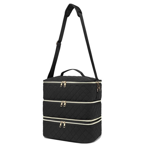 YH3C001 Nail Polish Organizer Bag 3 Layers Nail Polish Carrying Case with Shoulder Strap, Size S - 1