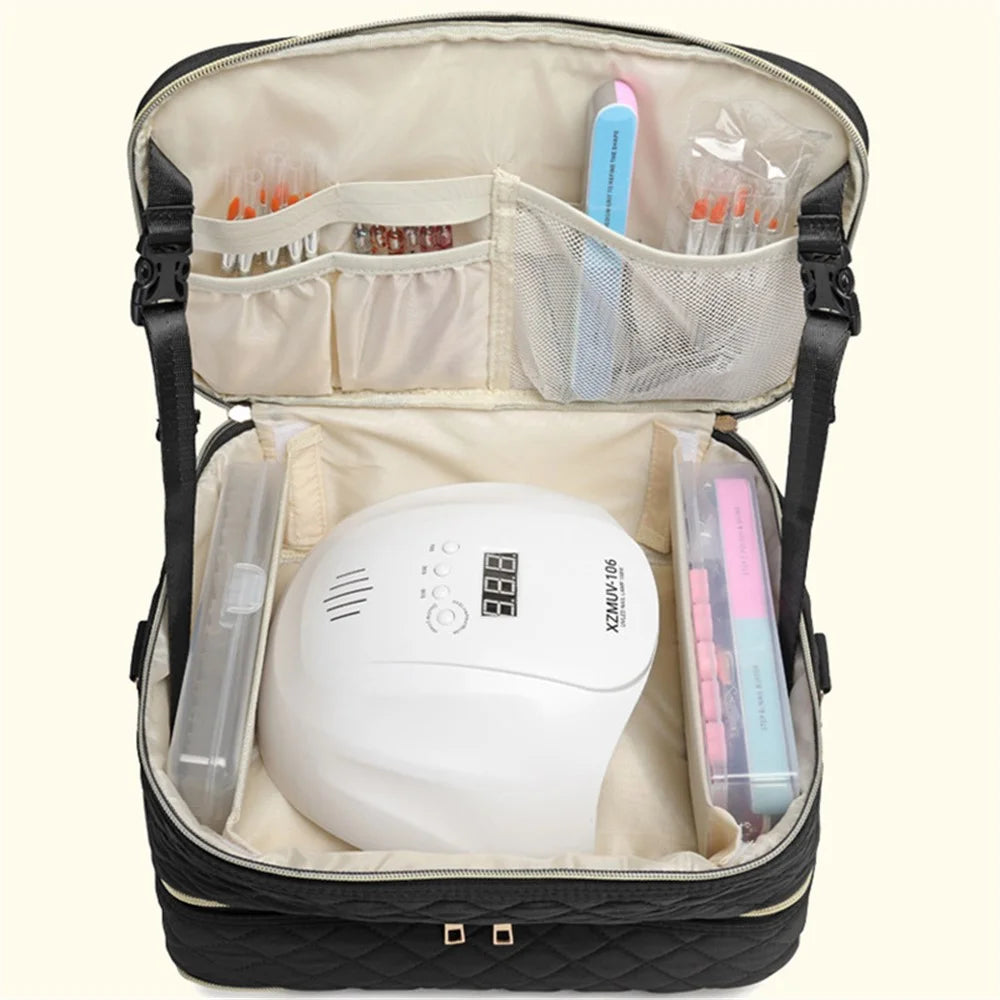 YH3C001 Nail Polish Organizer Bag 3 Layers Nail Polish Carrying Case with Shoulder Strap, Size S - 4