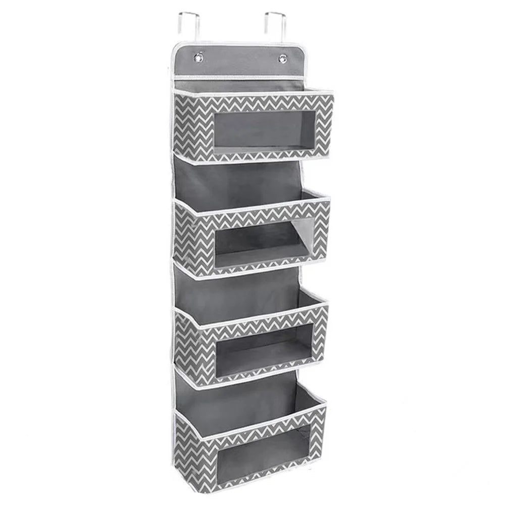 Non-woven Fabric 4 Layer Storage Bag Home Wardrobe Door Back Hanging Organizer - Wave Pattern - 1