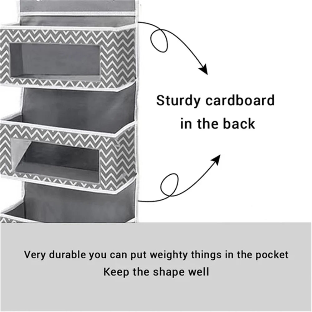 Non-woven Fabric 4 Layer Storage Bag Home Wardrobe Door Back Hanging Organizer - Wave Pattern - 3