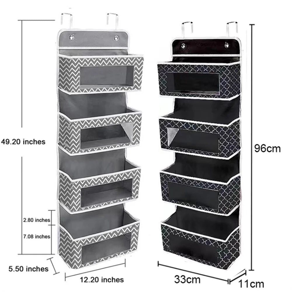 Non-woven Fabric 4 Layer Storage Bag Home Wardrobe Door Back Hanging Organizer - Wave Pattern - 7