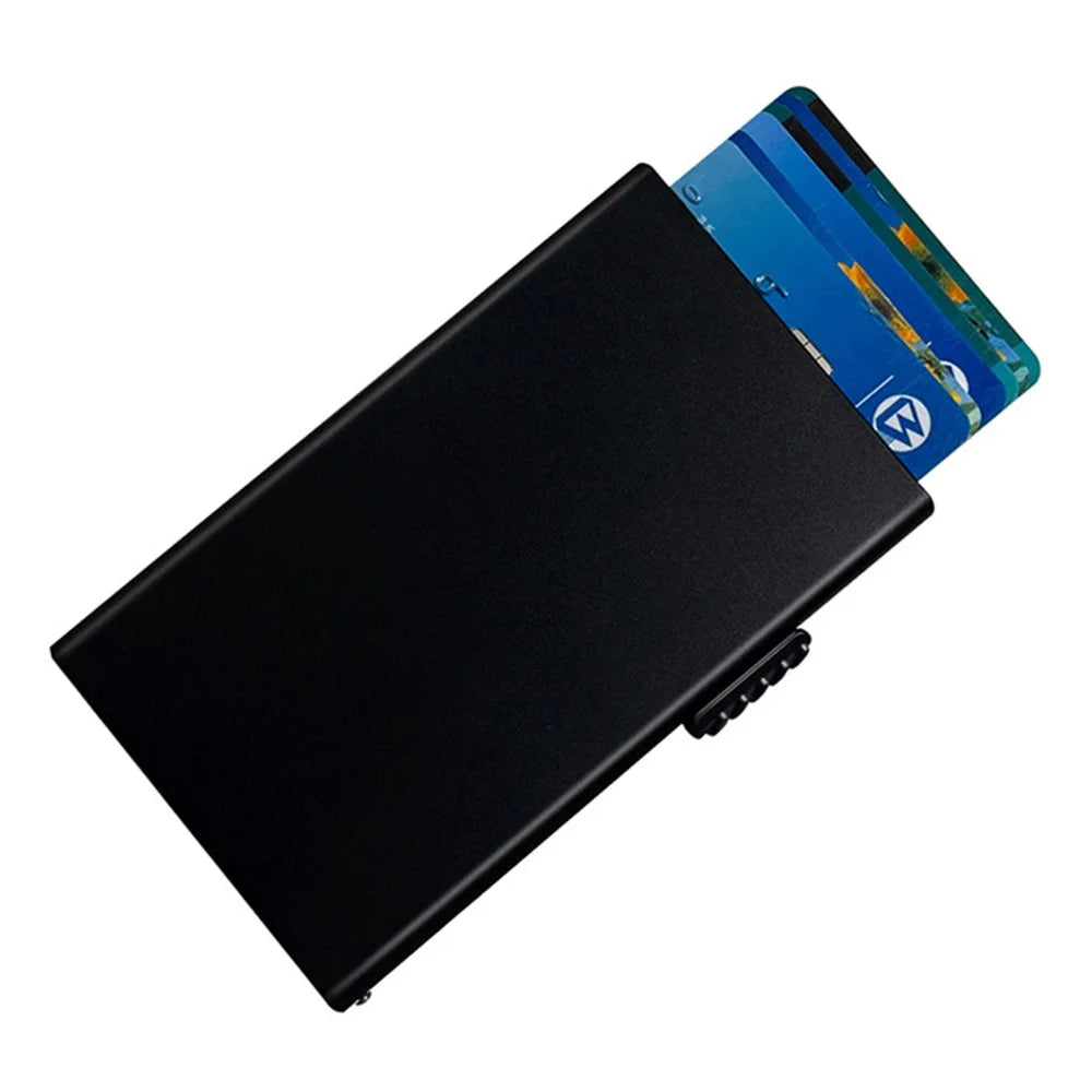 TDL003 RFID Blocking ID Card Case Aluminum Alloy Credit Card Holder Easy Pop-Up Card Bag - Black - 5