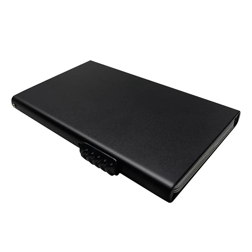 TDL003 RFID Blocking ID Card Case Aluminum Alloy Credit Card Holder Easy Pop-Up Card Bag - Black - 6