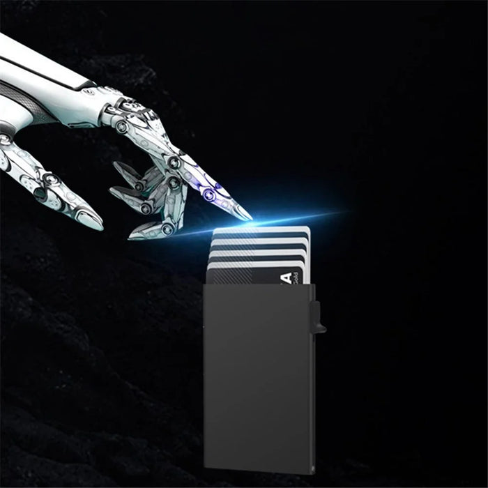 TDL005 RFID Blocking Card Case Aluminum Alloy Easy Pop-Up Credit Card Holder Bag - Black - 4
