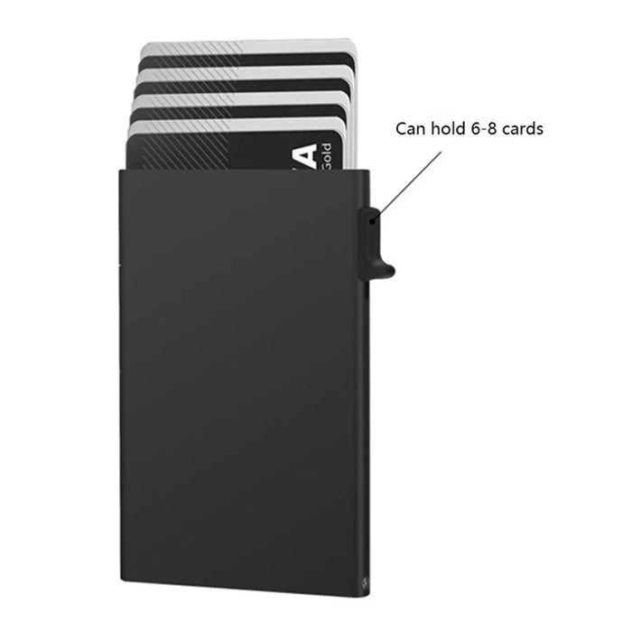 TDL005 RFID Blocking Card Case Aluminum Alloy Easy Pop-Up Credit Card Holder Bag - Black - 7