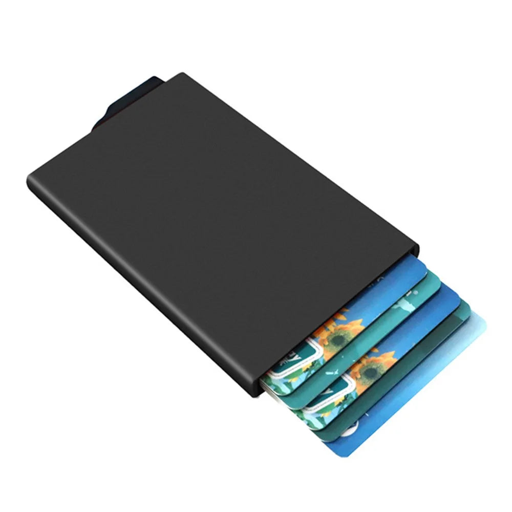 TDL007 Aluminum Alloy Card Pouch RFID Blocking Credit Card ID Card Holder Case Easy Pop-Up Design - Black - 4