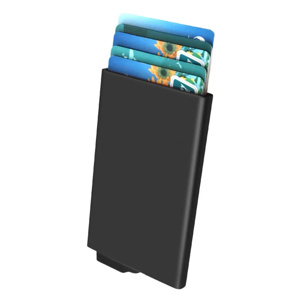 TDL007 Aluminum Alloy Card Pouch RFID Blocking Credit Card ID Card Holder Case Easy Pop-Up Design - Black - 5