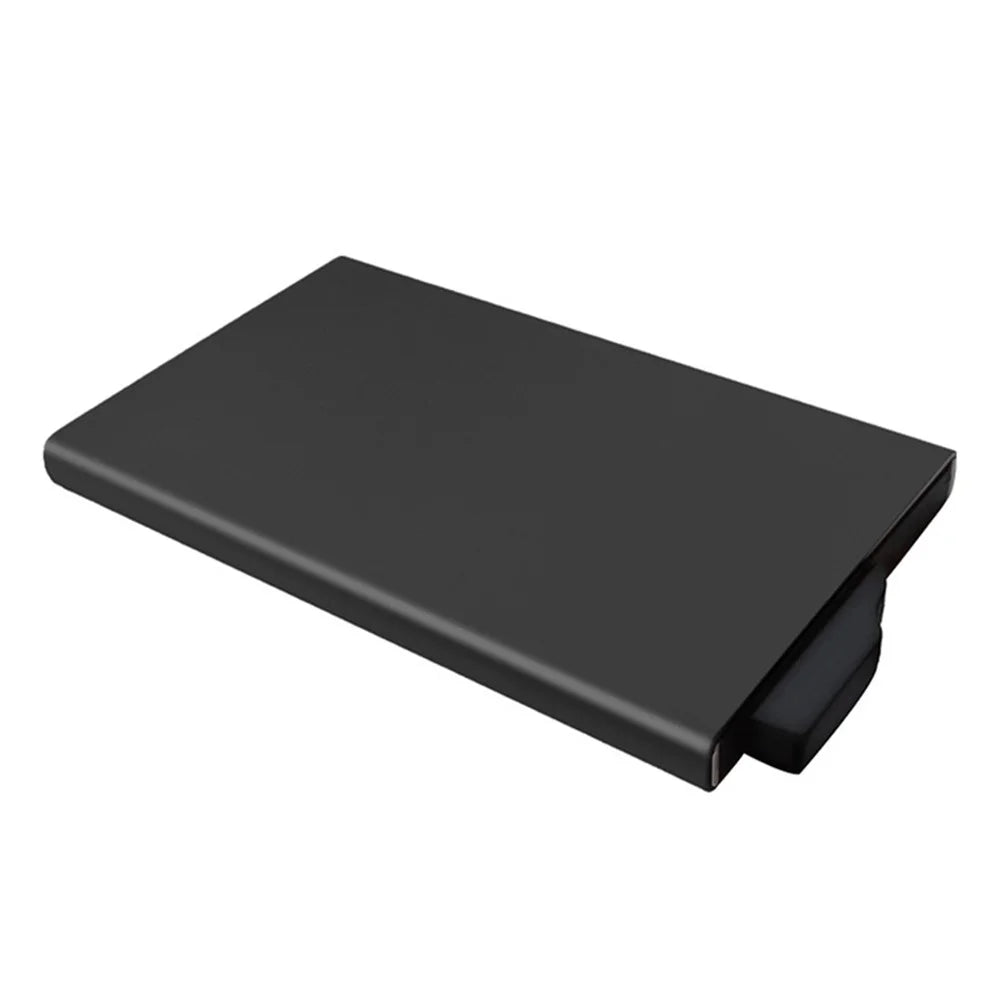 TDL007 Aluminum Alloy Card Pouch RFID Blocking Credit Card ID Card Holder Case Easy Pop-Up Design - Black - 7