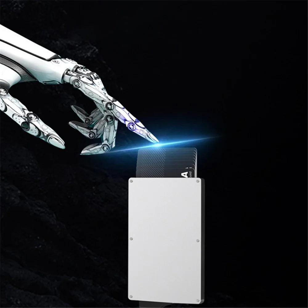 TDL002 Aluminum Alloy Pop-Up Card Pouch RFID Blocking Credit Card ID Card Holder Case - Silver - 2