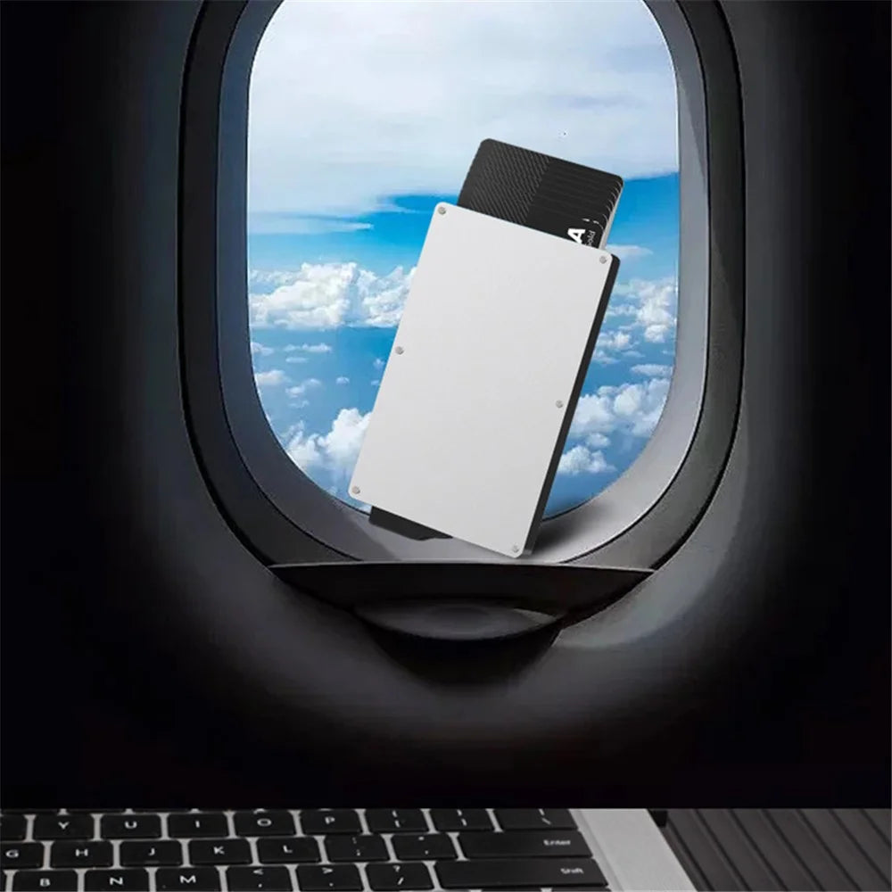 TDL002 Aluminum Alloy Pop-Up Card Pouch RFID Blocking Credit Card ID Card Holder Case - Silver - 4