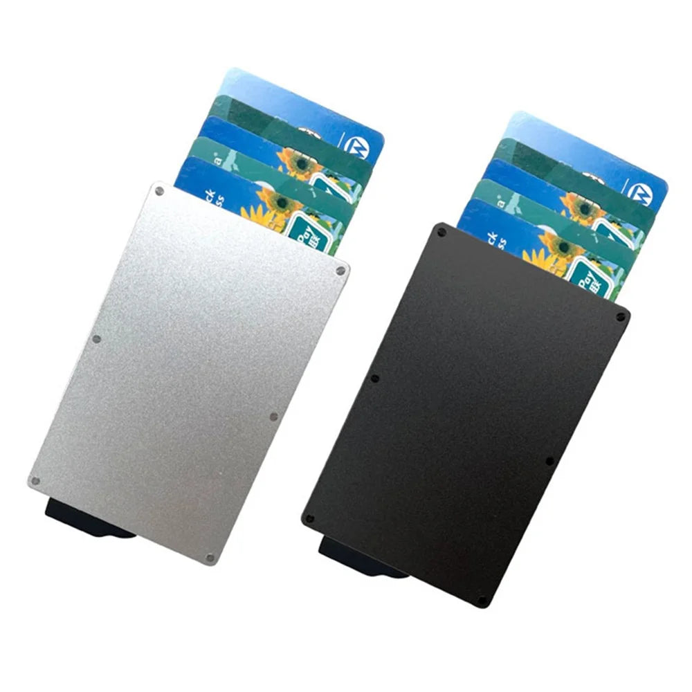 TDL002 Aluminum Alloy Pop-Up Card Pouch RFID Blocking Credit Card ID Card Holder Case - Silver - 5