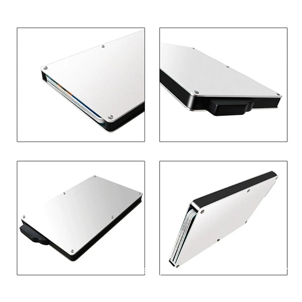 TDL002 Aluminum Alloy Pop-Up Card Pouch RFID Blocking Credit Card ID Card Holder Case - Silver - 7
