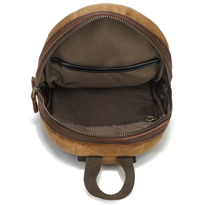 Retro Waxed Canvas+Cowhide Chest Bag Waterproof Men Single Shoulder Crossbody Bag - Grey - 3