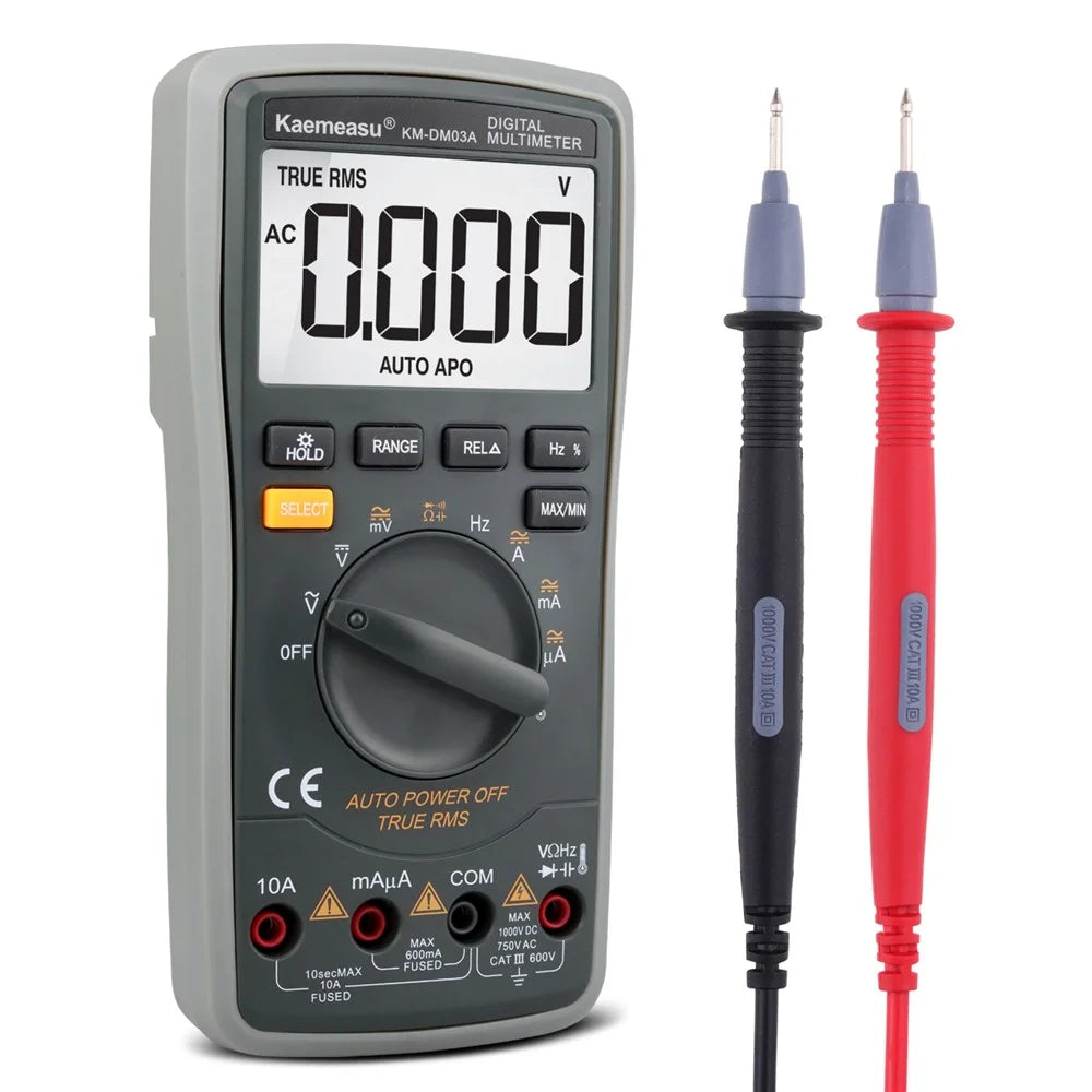 KAEMEASU KM-DM03A High Precision Digital Multimeter 6000 Count Display AC / DC Smart Tester, without Battery - 1