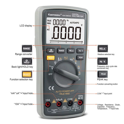 KAEMEASU KM-DM04A Auto Range High Precision Smart Multimeter 20000 Count Display AC / DC Digital Tester, without Battery - 2