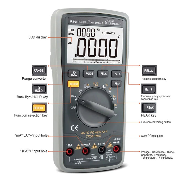 KAEMEASU KM-DM04A Auto Range High Precision Smart Multimeter 20000 Count Display AC / DC Digital Tester, without Battery - 2