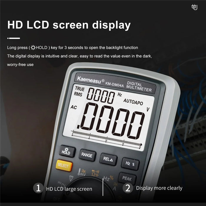 KAEMEASU KM-DM04A Auto Range High Precision Smart Multimeter 20000 Count Display AC / DC Digital Tester, without Battery - 5