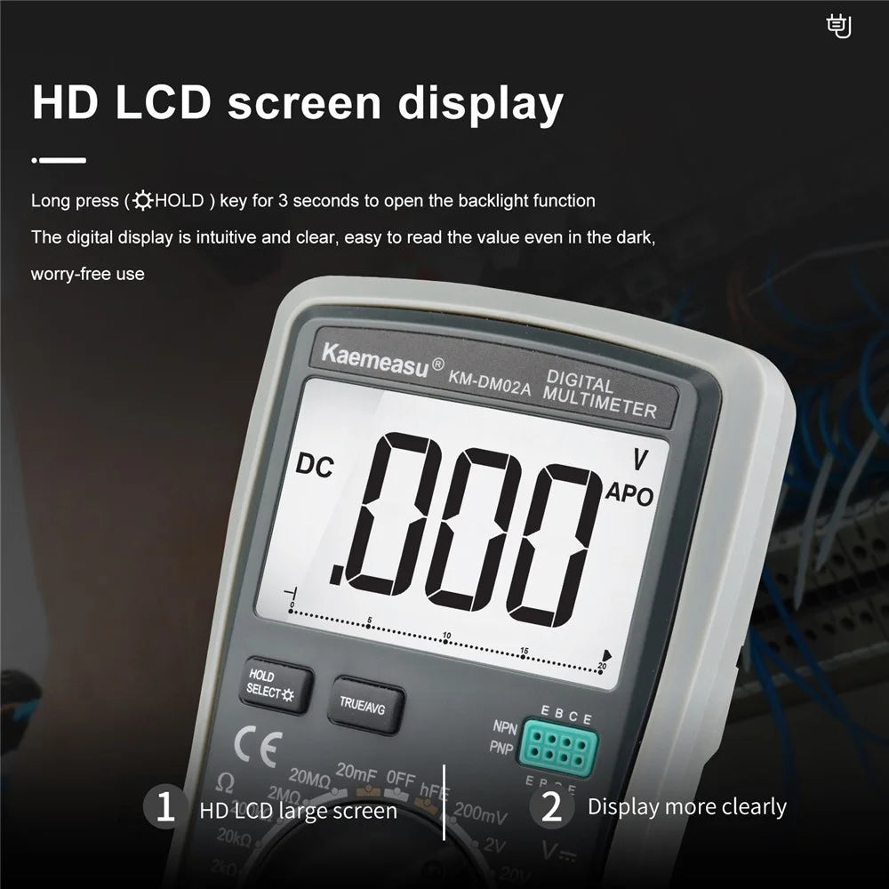 KAEMEASU KM-DM02A Auto Smart Multimeter Electrician Anti-Burn LCD Screen Multimeter for AC / CD Voltage / Current Testing, No Battery - 4