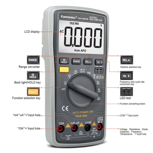 KAEMEASU KM-DM03B High-Precision Auto Smart Multimeter, Anti-Burn LCD Screen 6000 Count Digital Multimeter, No Battery - 2