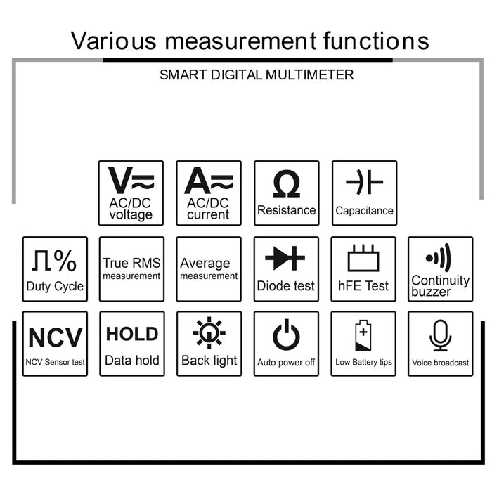KAEMEASU KM-DM02S LCD Display Smart Digital Multimeter Voice Broadcast Electrical Tester for AC / DC Voltage, Current, No Battery - 2