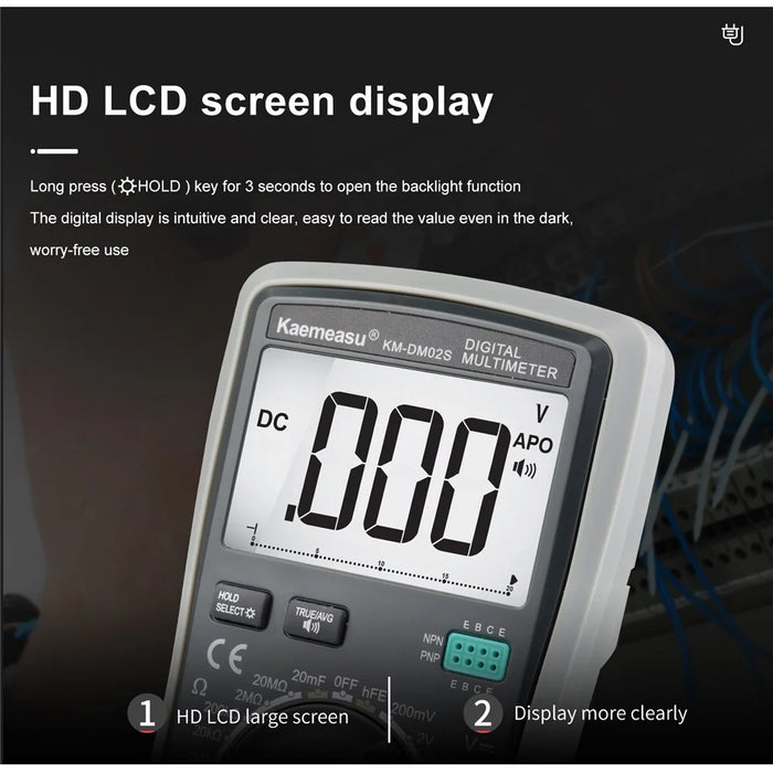 KAEMEASU KM-DM02S LCD Display Smart Digital Multimeter Voice Broadcast Electrical Tester for AC / DC Voltage, Current, No Battery - 4