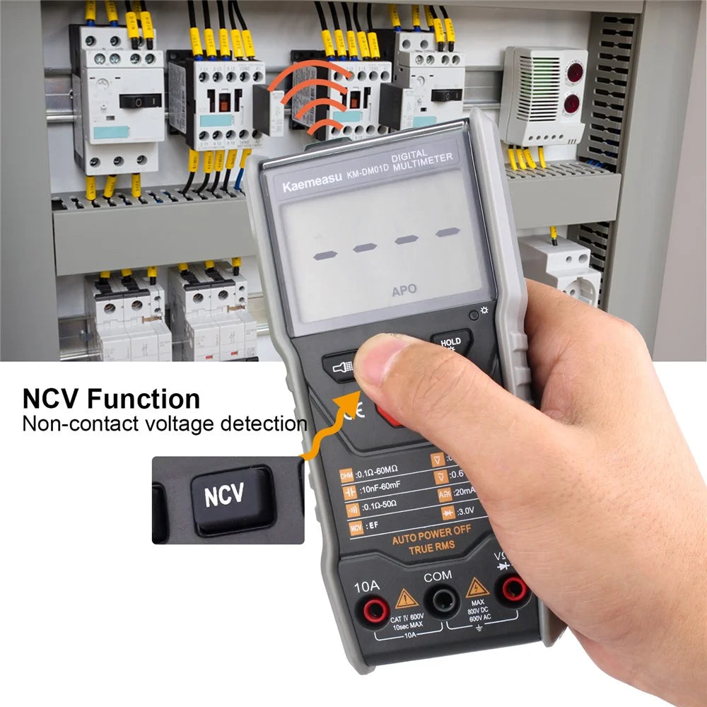 KAEMEASU KM-DM01D Auto Scanning Digital Multimeter 6000 Counts AC / DC Voltage / Current Smart Tester with LCD Backlit, No Battery - 5