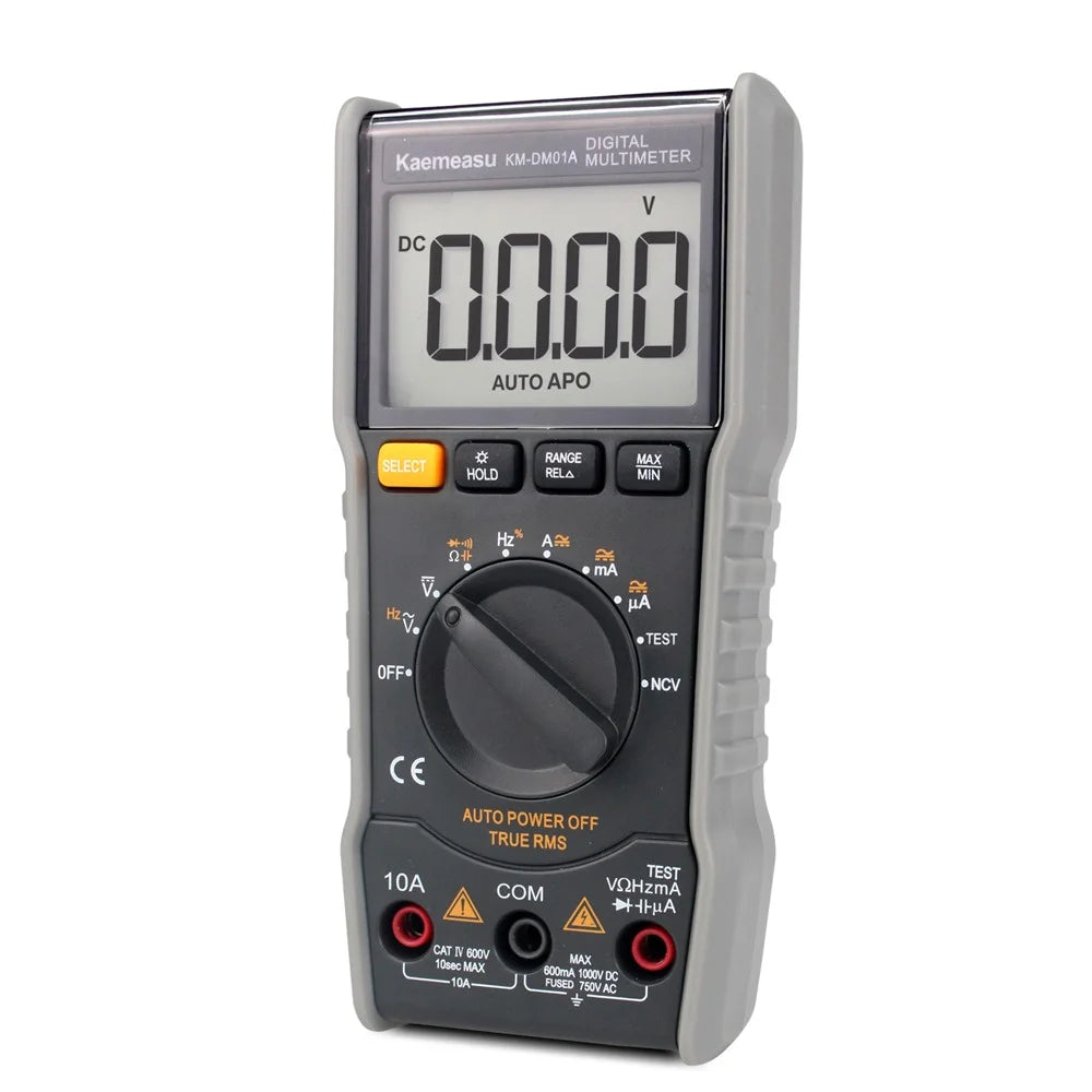 KAEMEASU KM-DM01A High-Precision LCD Backlit Multimeter Auto Shutdown Electrical Tester for AC / DC Voltage, Current, NCV (No Battery) - 1