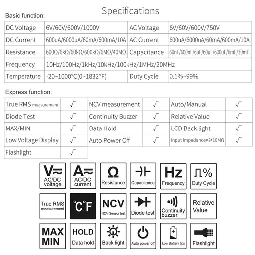 KAEMEASU KM-DM01C Pocket Digital Multimeter Auto Range Electrical Tester for AC / DC, Voltage, Current, Temperature Measurement (No Battery) - 2