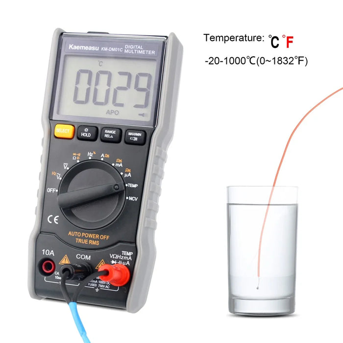 KAEMEASU KM-DM01C Pocket Digital Multimeter Auto Range Electrical Tester for AC / DC, Voltage, Current, Temperature Measurement (No Battery) - 6